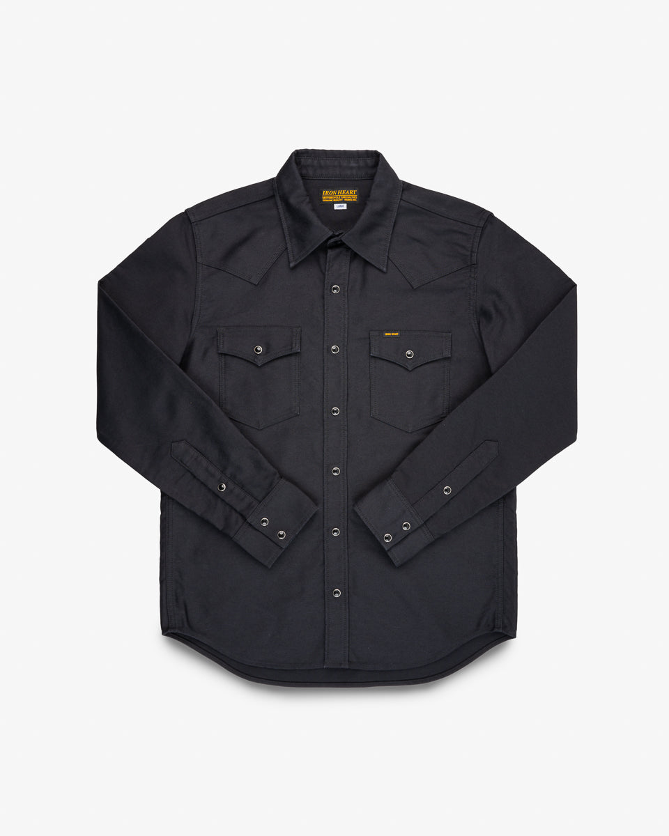 12oz Military Moleskin Western Shirt - Black – Iron Heart