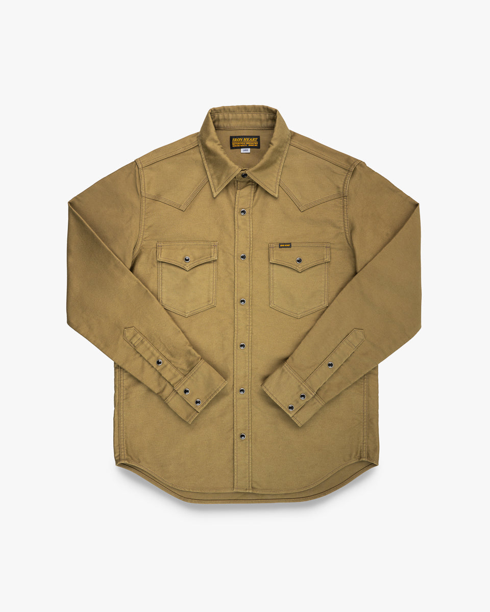 12oz Military Moleskin Western Shirt - Khaki – Iron Heart