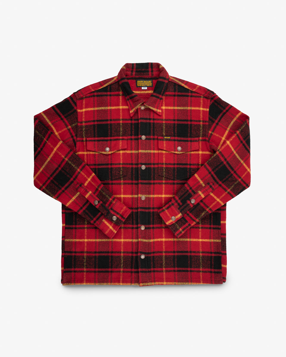 60's P.N.H Heavy flannel shirt L マチ付 Heavy Flannel Rider's Overshirt - Red – Iron Heart