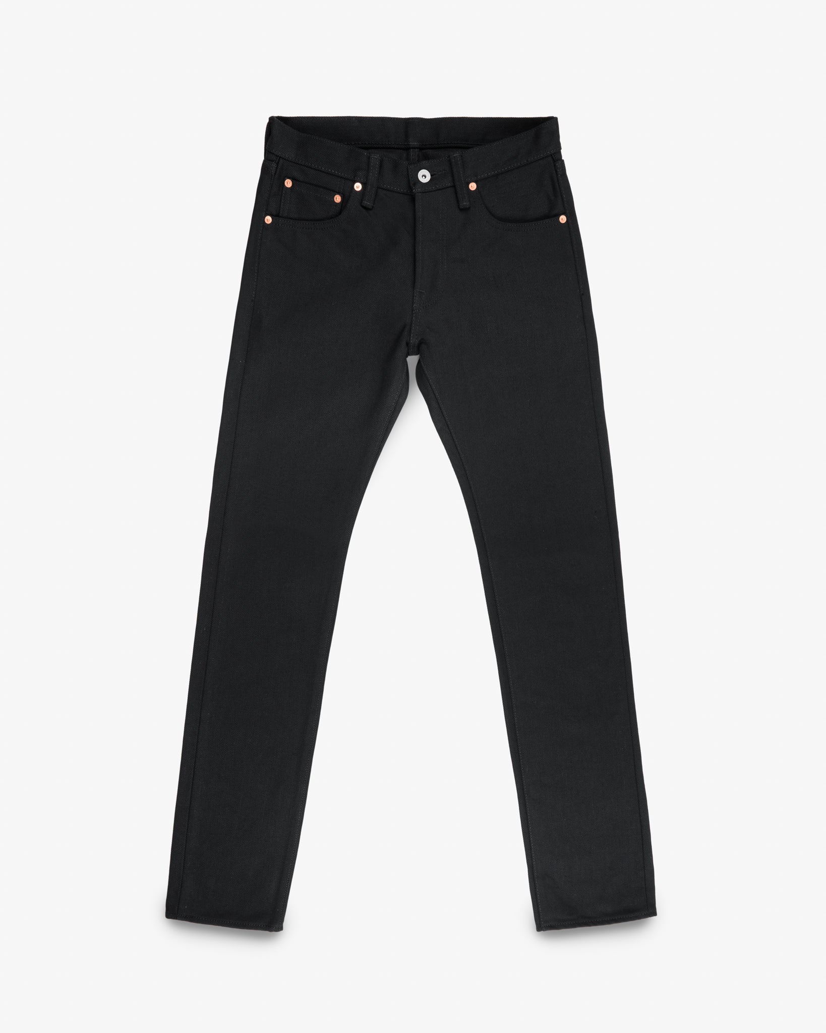 21oz Selvedge Denim Slim Tapered Cut Jeans - Superblack Non-Fade