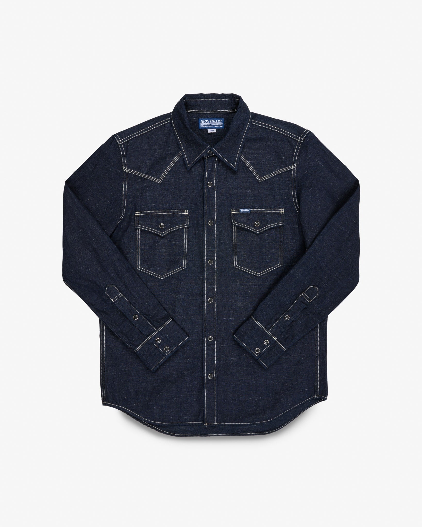 7oz Cotton Linen Chambray Western Shirt - Indigo – Iron Heart