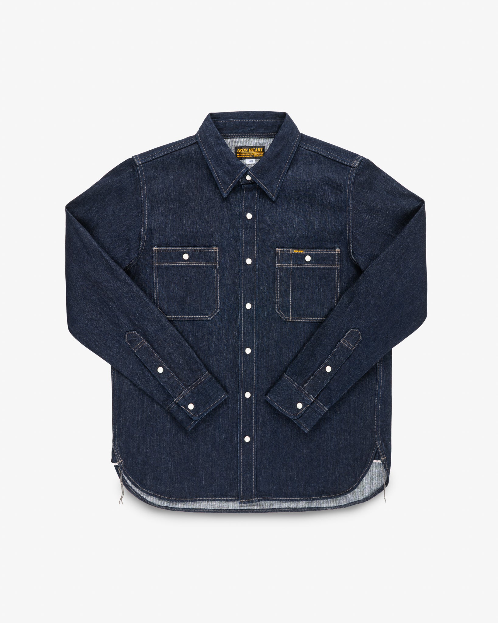 IRON HEART デニムシャツ 12oz Selvedge Denim Work Shirt With Snaps - Indigo – Iron Heart