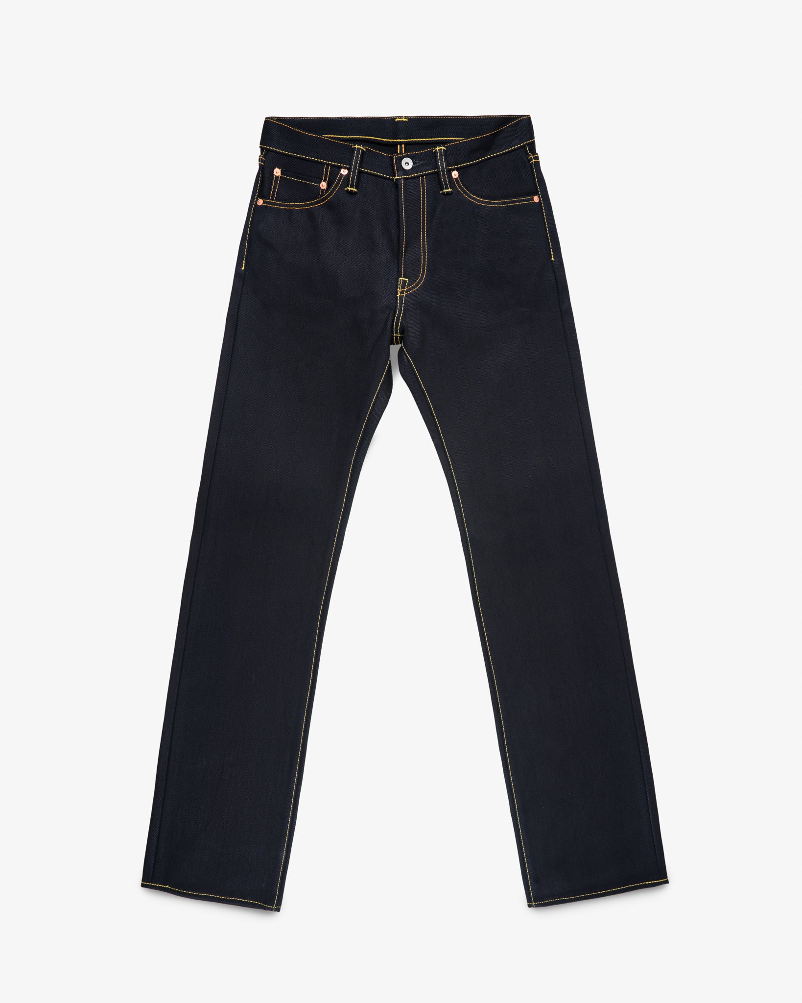 Iron Heart 25oz Selvedge Denim Straight Cut Jeans - Indigo/Black