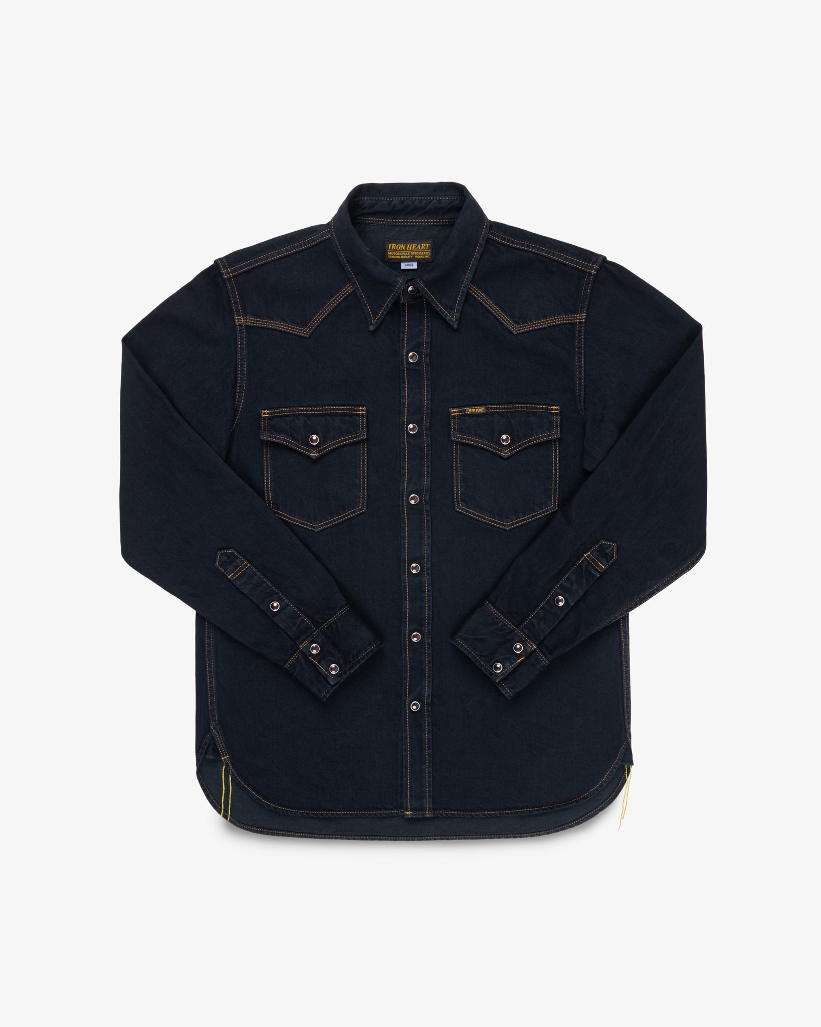12oz Selvedge Denim Western Shirt - Indigo Overdyed Black – Iron Heart
