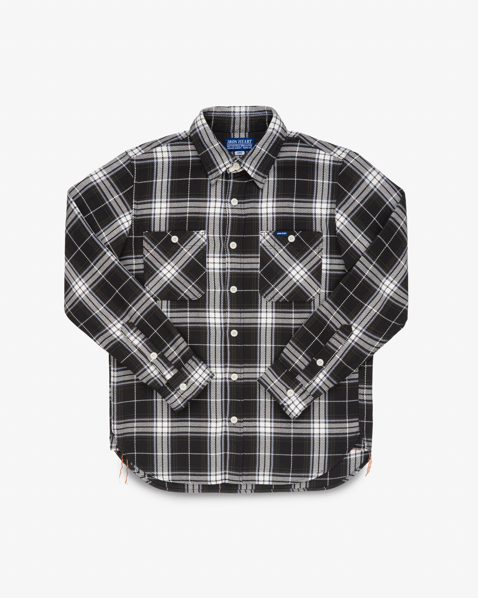 9oz Selvedge Flannel Check Work Shirt - Black – Iron Heart
