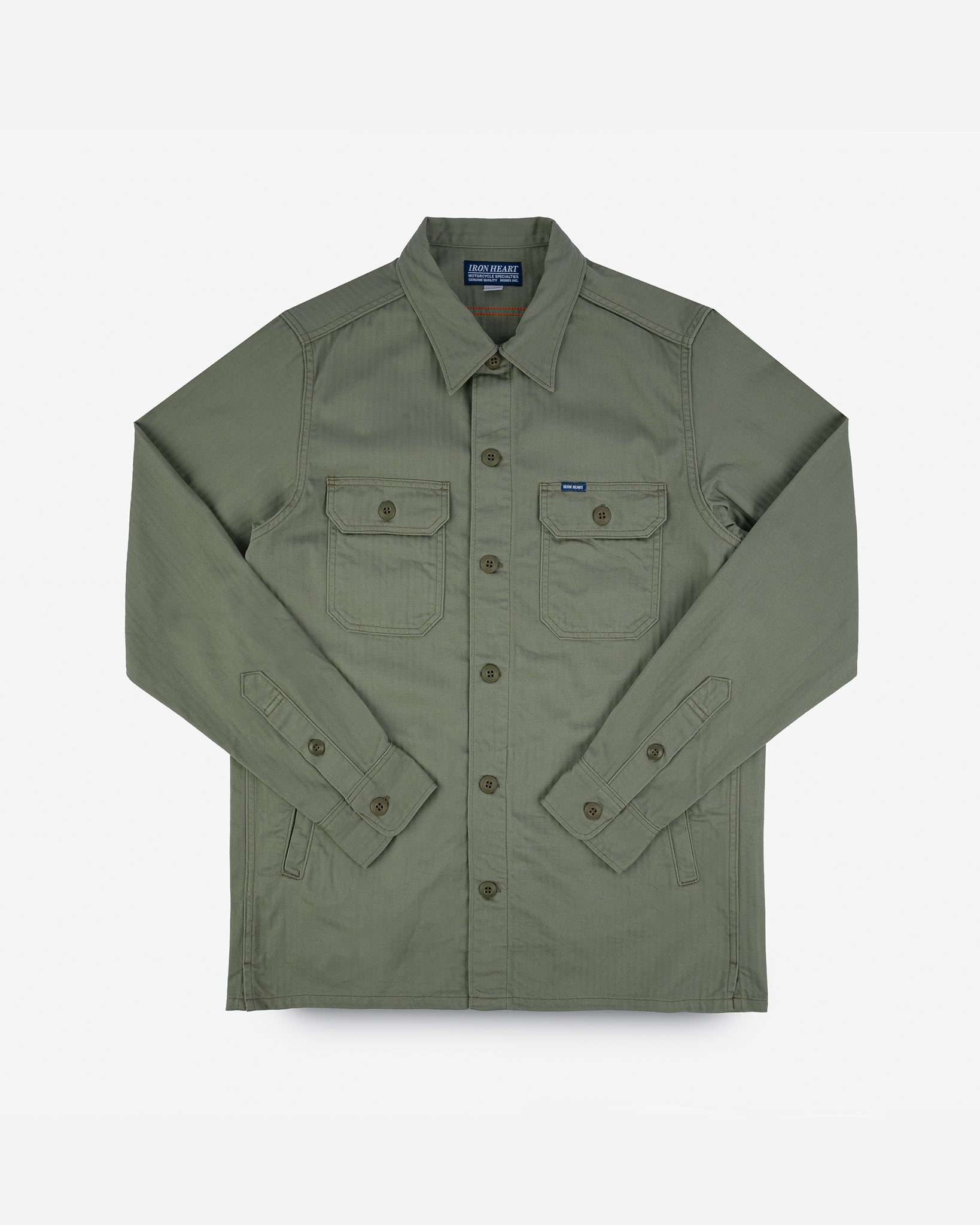 9oz Herringbone Military Shirt - Olive Drab Green – Iron Heart