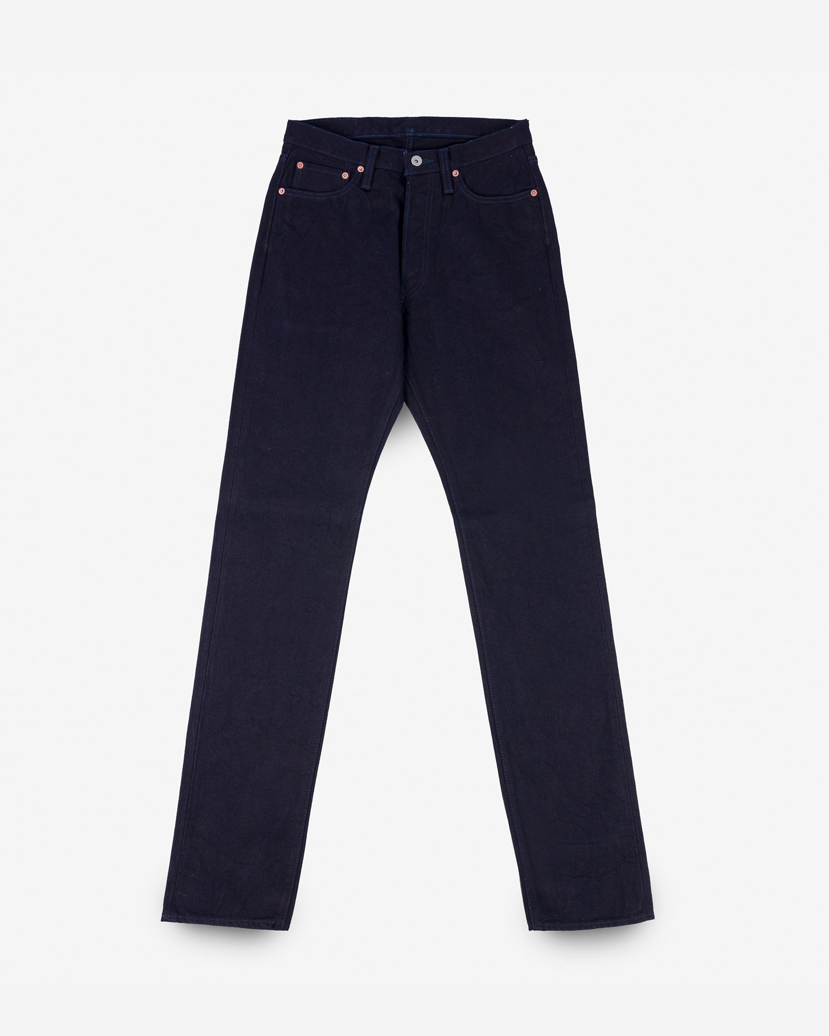 14oz Selvedge Denim Mid/High Rise Tapered Cut Jeans - Indigo