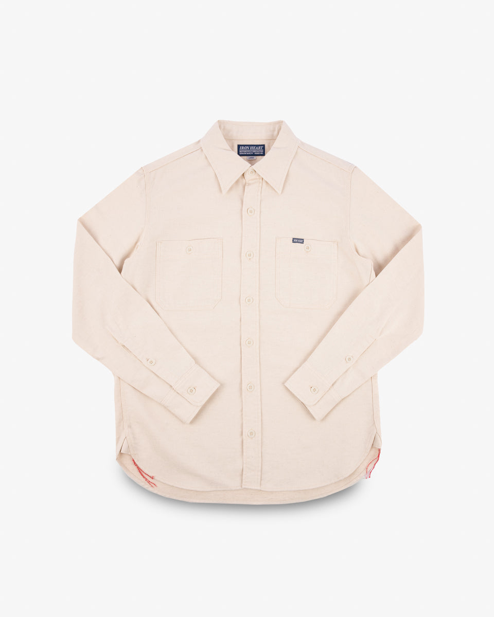 9oz Cotton Linen Work Shirt - Off White – Iron Heart