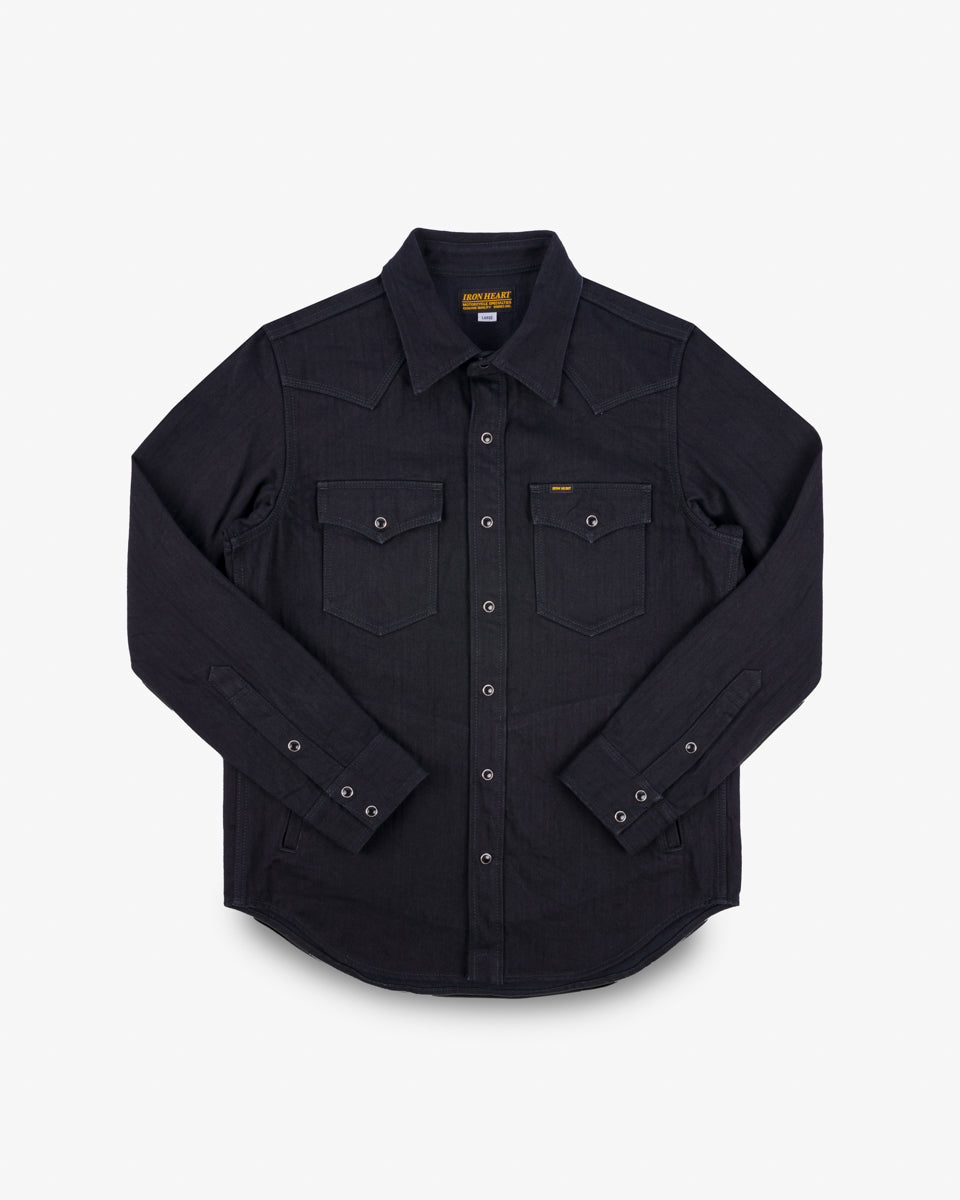 14oz Herringbone CPO Western Shirt - Black – Iron Heart