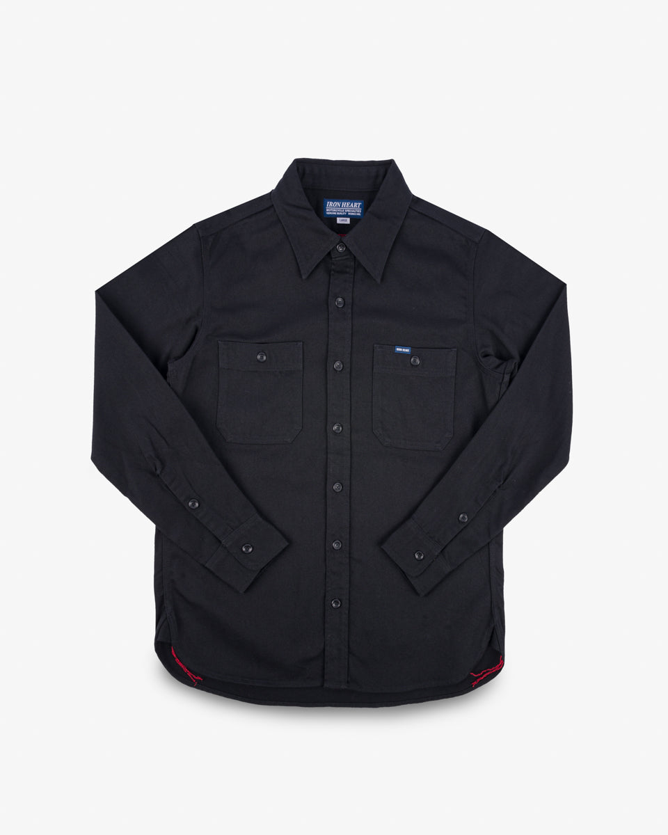 9oz Cotton Linen Work Shirt - Black – Iron Heart
