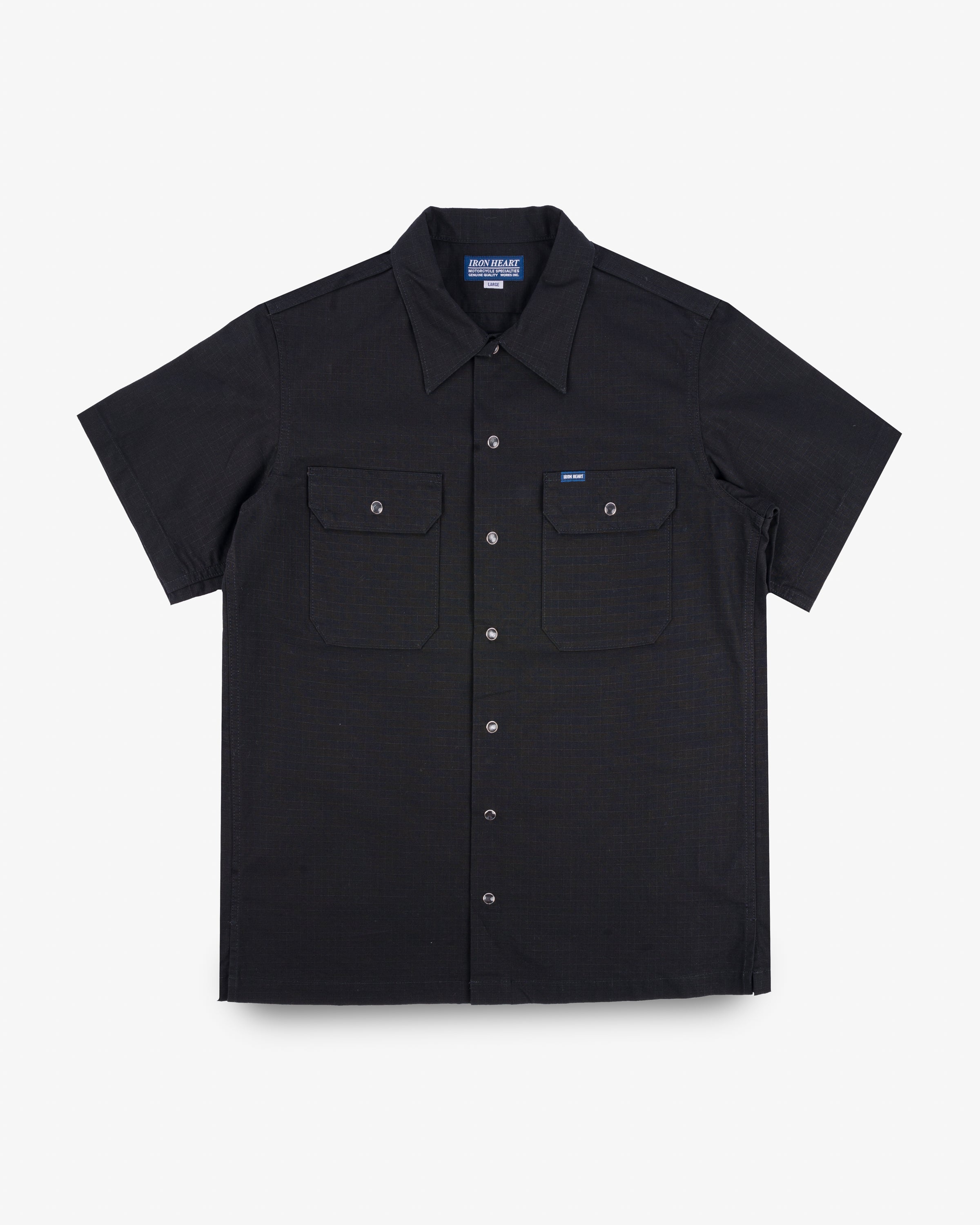 8oz Ripstop Short Sleeved Mechanic Shirt - Black – Iron Heart