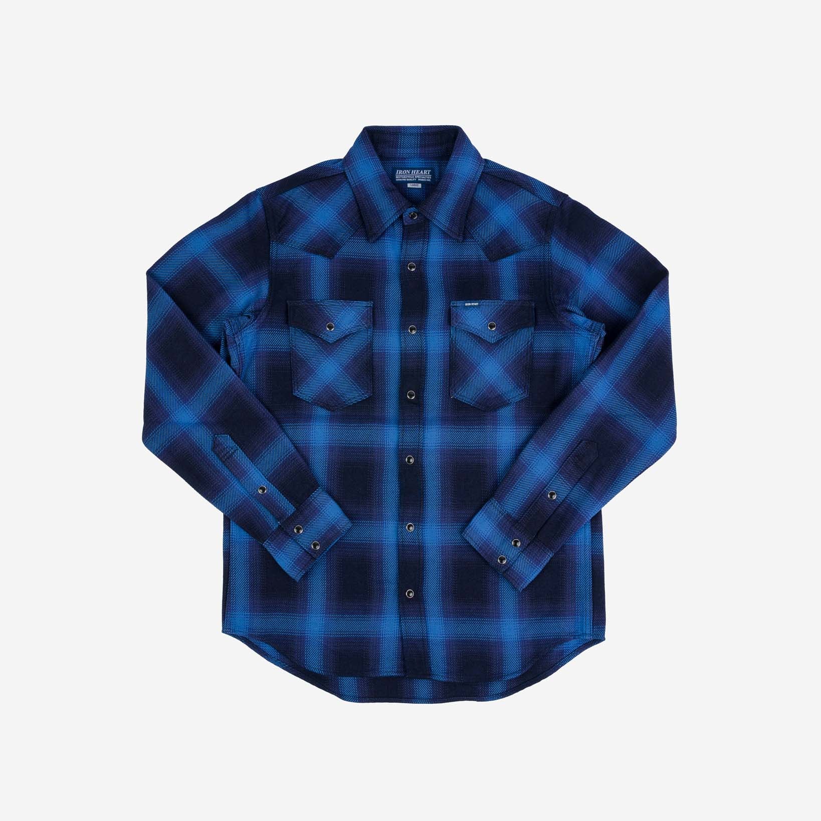 9oz Selvedge Ombré Check Western Shirt Indigo