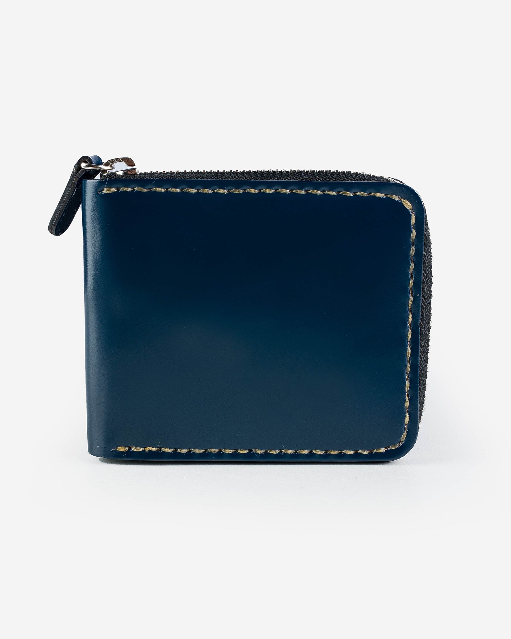 Zip-Secured Shell Cordovan Wallet - Navy Blue – Iron Heart