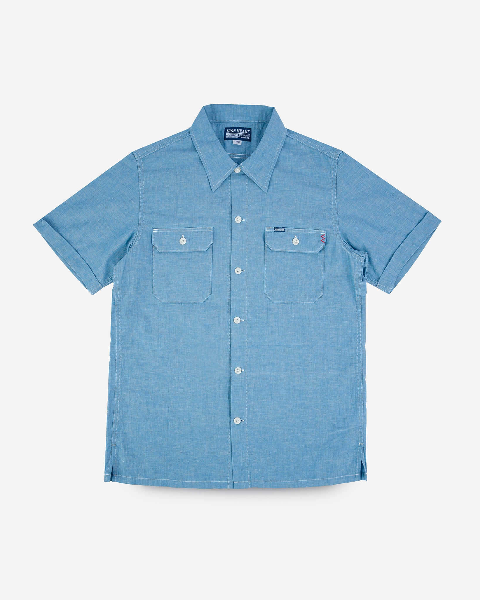 4oz Selvedge Short Sleeved Summer Shirt Blue - Main Image