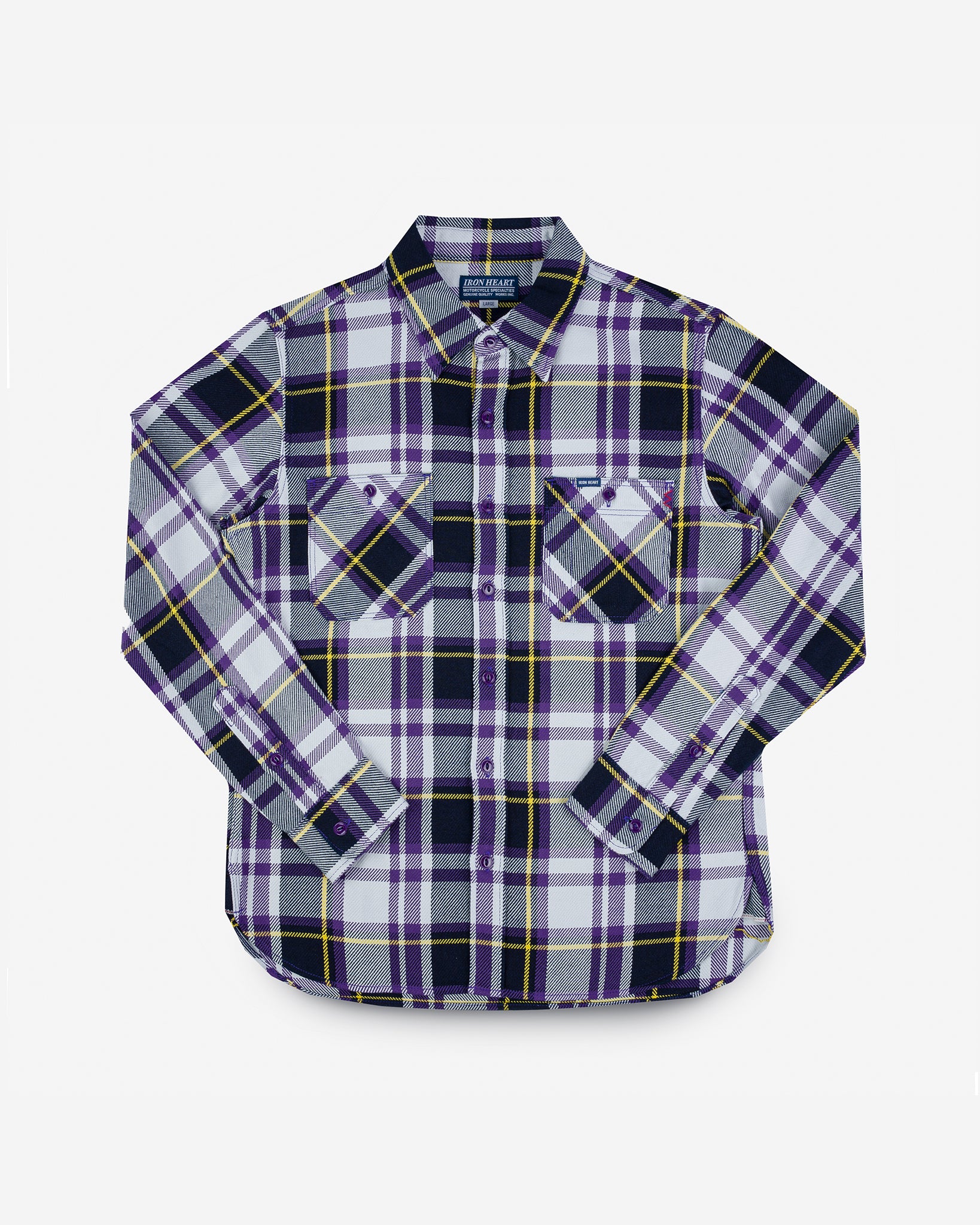 9oz Selvedge American Check Work Shirt - Purple – Iron Heart
