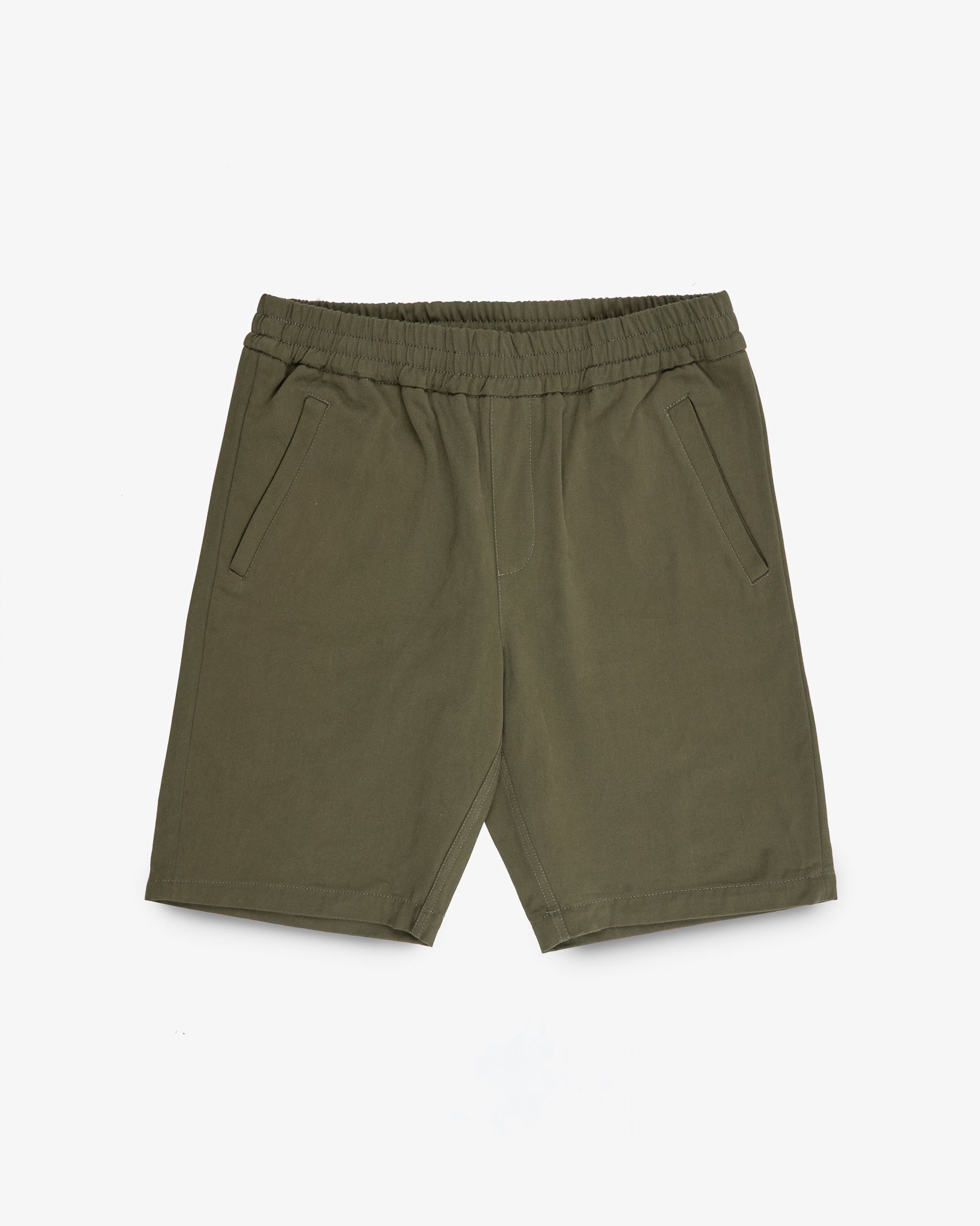 【GREEN】Plain Front Shorts Cut-Off Twill Garment Dye Women Organic Twill Shorts - Kelly Green – Colorful Standard
