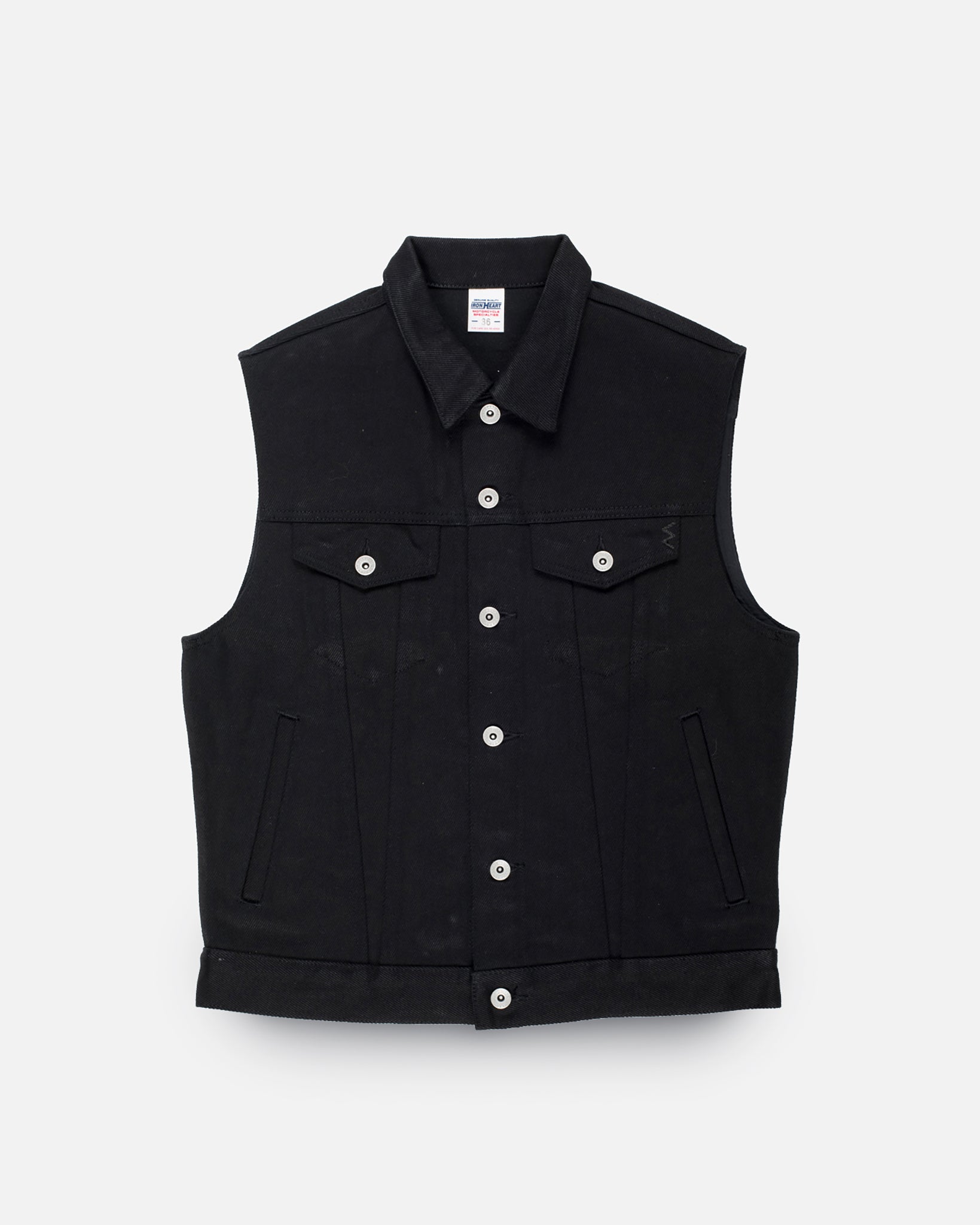 21oz Non-Fade Denim Type III Vest - Superblack – Iron Heart