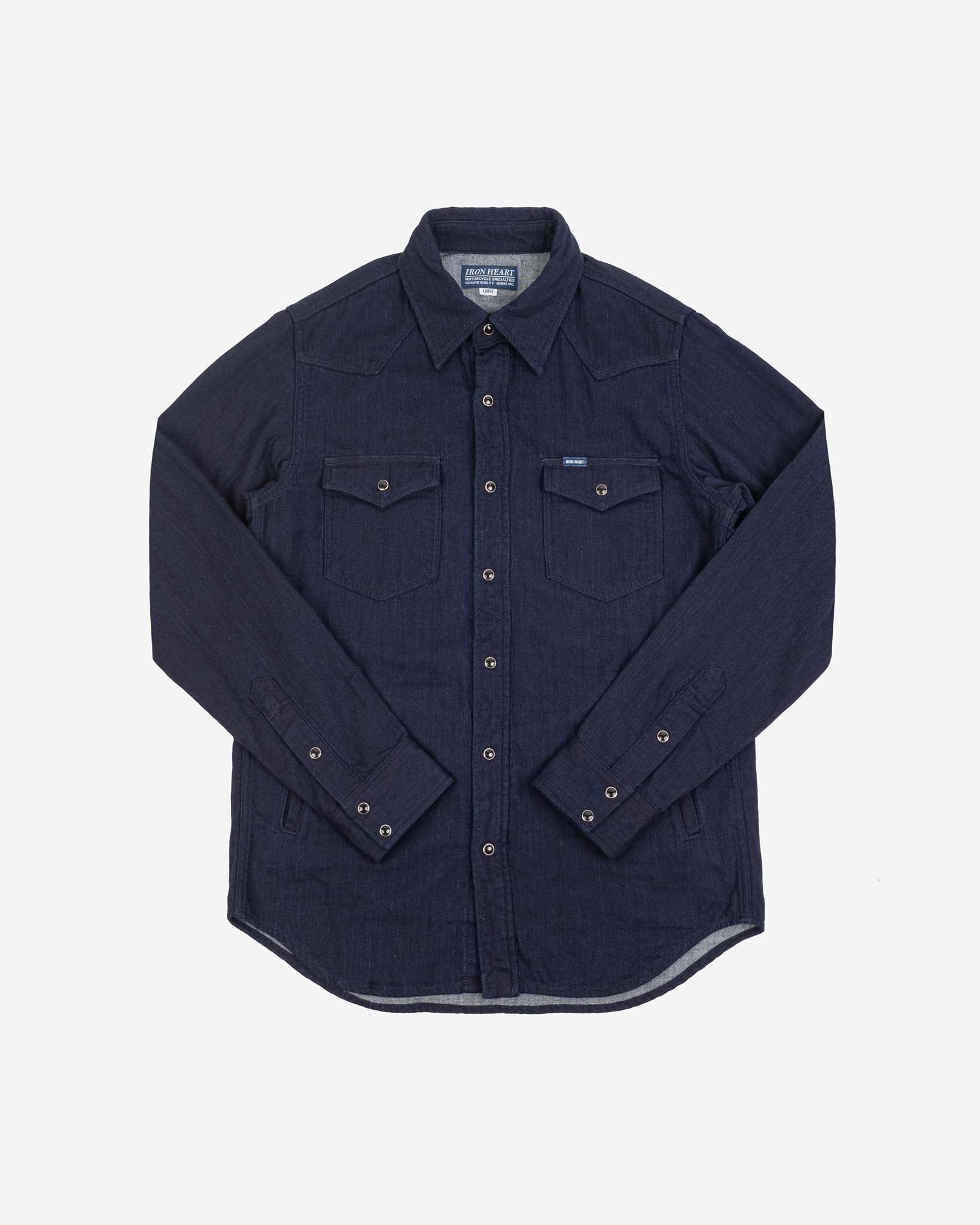 IRON HEART ダークブルー 長袖シャツ M IRON HEART ダークブルー 長袖シャツ M