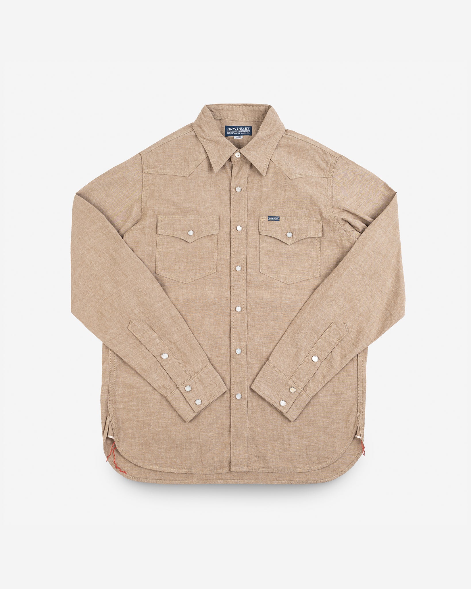 Iron Heart Japanese 10oz Selvedge Chambray Western Shirt - Khaki