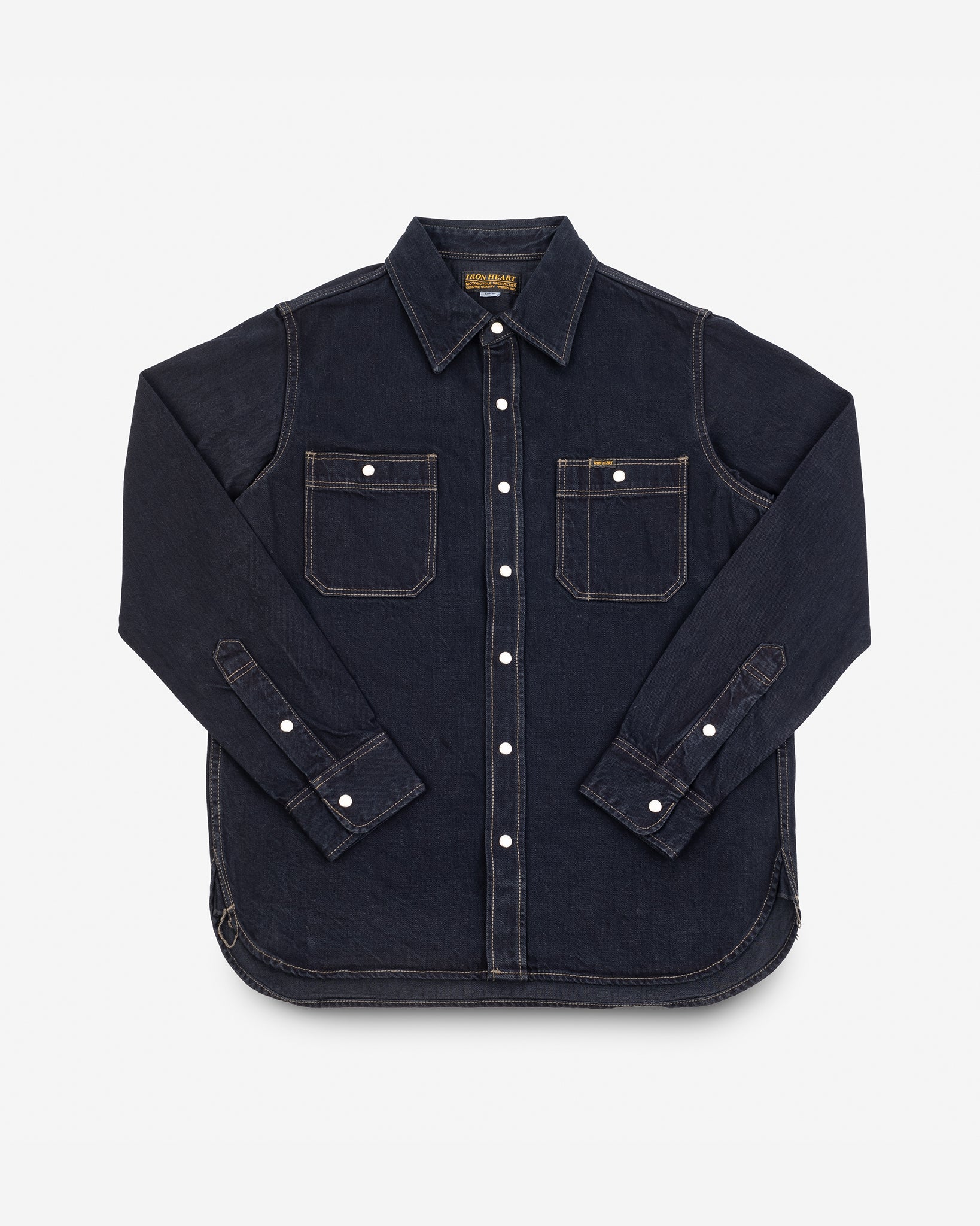 12oz Selvedge Denim Work Shirt With Snaps - Indigo Overdyed Black