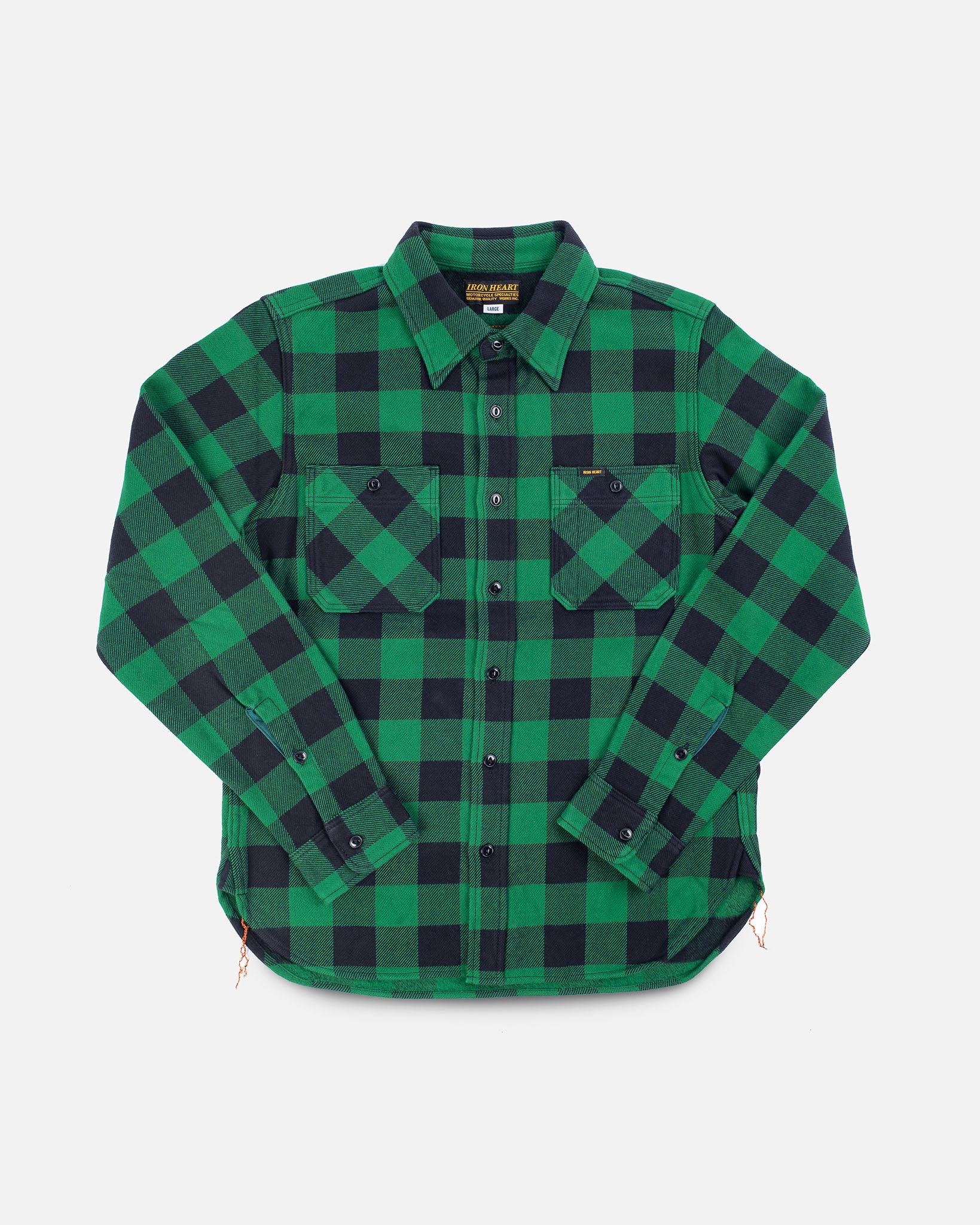 Iron Heart Ultra Heavy Flannel Buffalo Check Work Shirt - Green/Black Iron Heart Ultra Heavy Flannel Buffalo Check Work Shirt - Green/Black