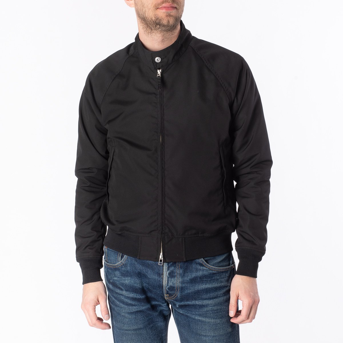 Waterproof Harrington-Style Windbreaker Jacket – Black Colour Black Size XS