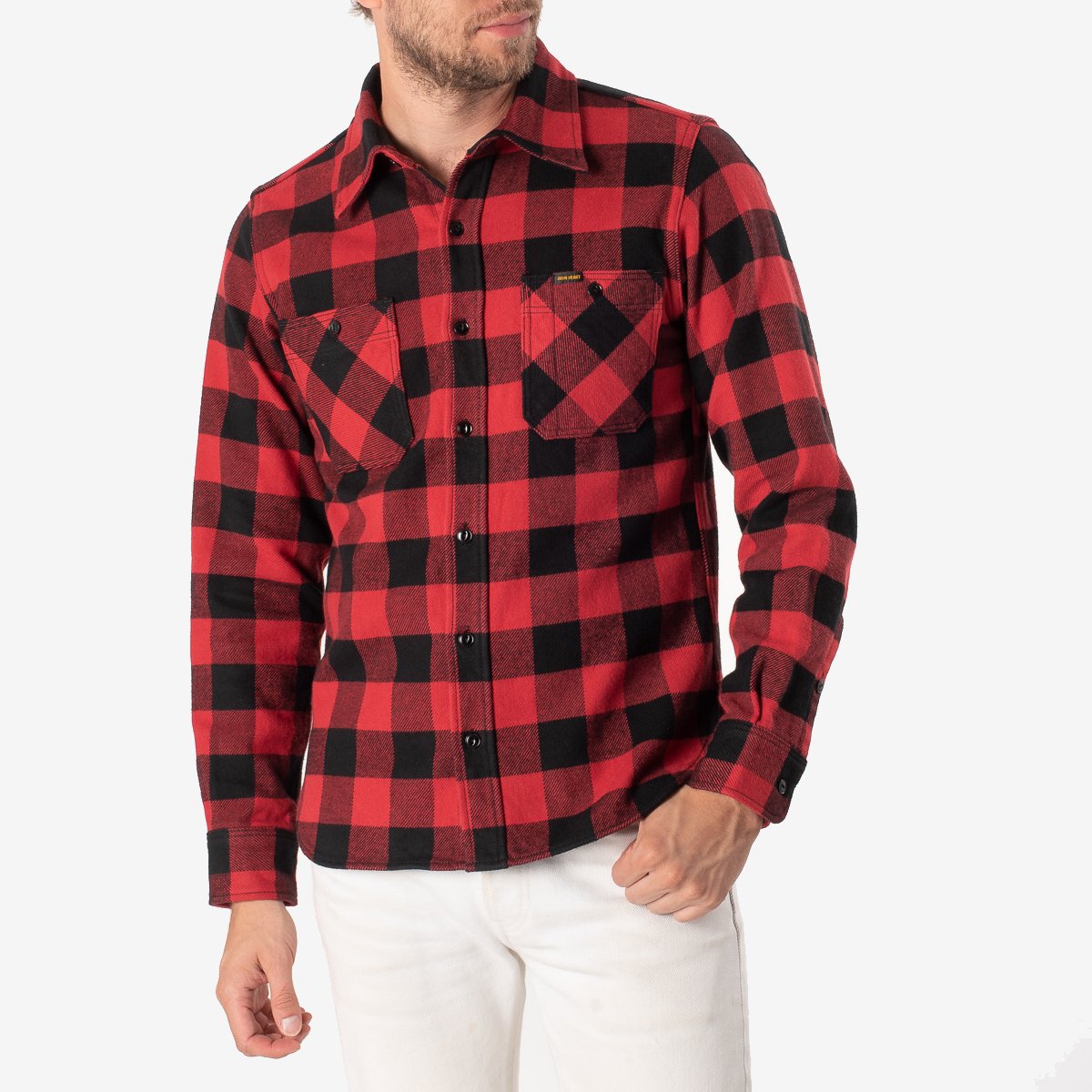Iron Heart Ultra Heavy Flannel Buffalo Check Work Shirt - Red/Black