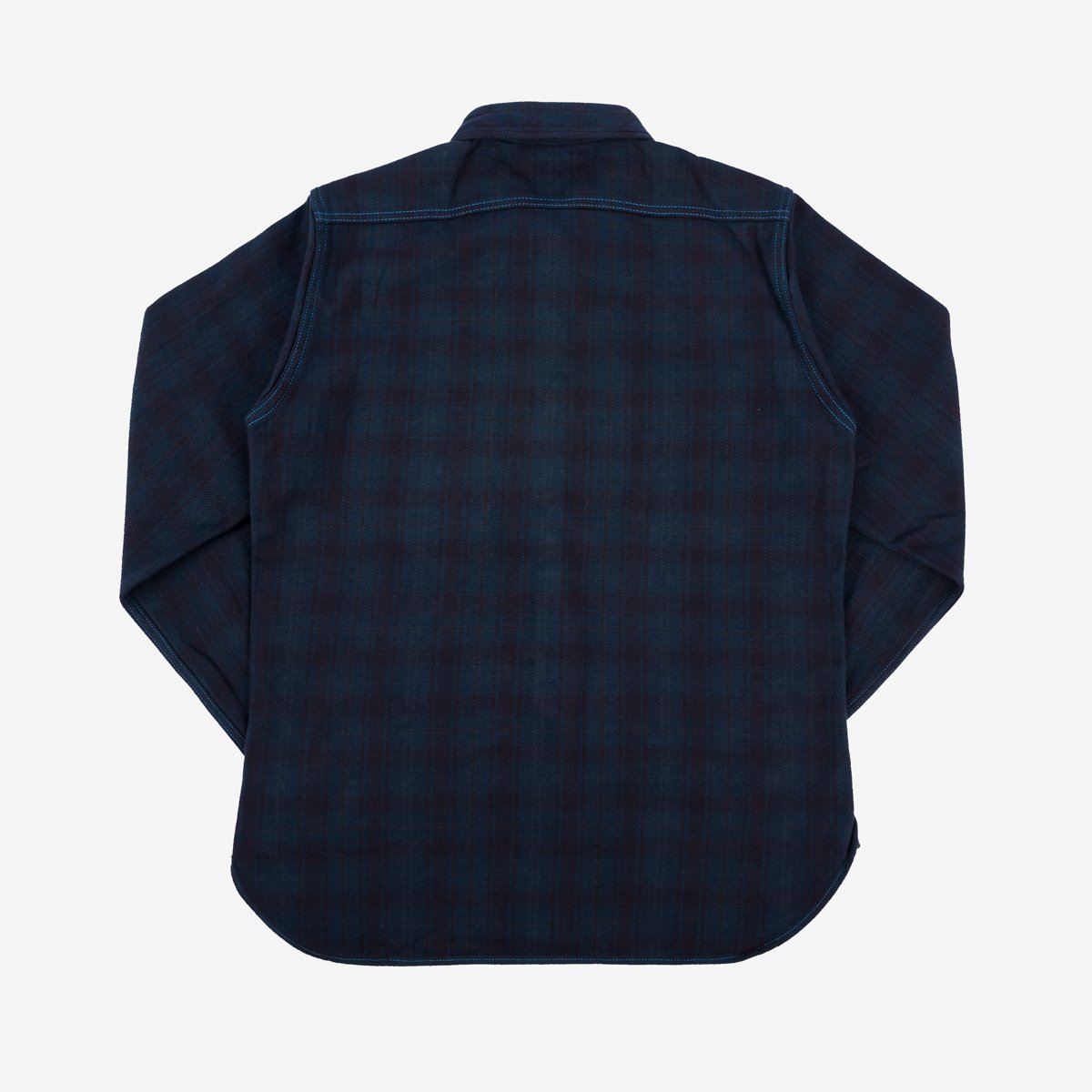 Iron Heart Ultra Heavy Flannel Blanket Check Work Shirt - Sax Blue Overdyed  Black
