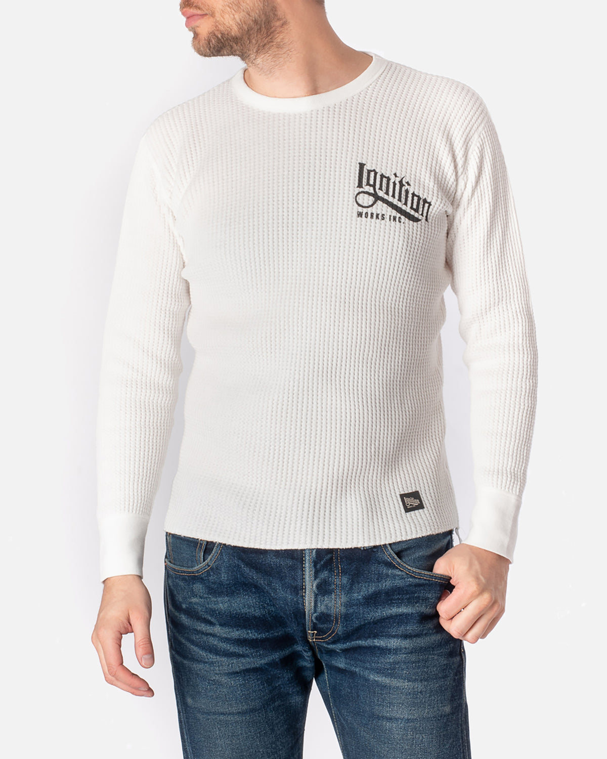 Ignition Works Logo Thermal Crew Neck Long Sleeved Top - White