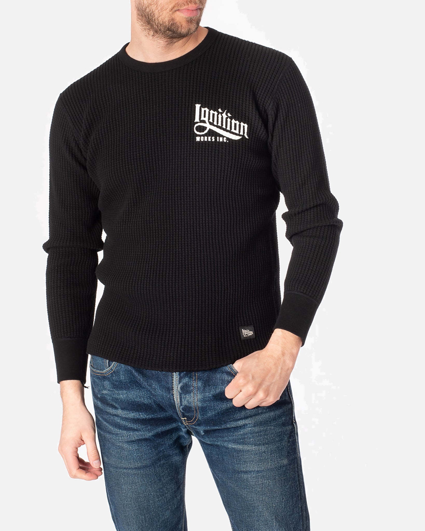 【極美品/DOMINGO】THERMAL CREW TOP L Ignition Works Logo Thermal Crew Neck Long Sleeved Top - Black or