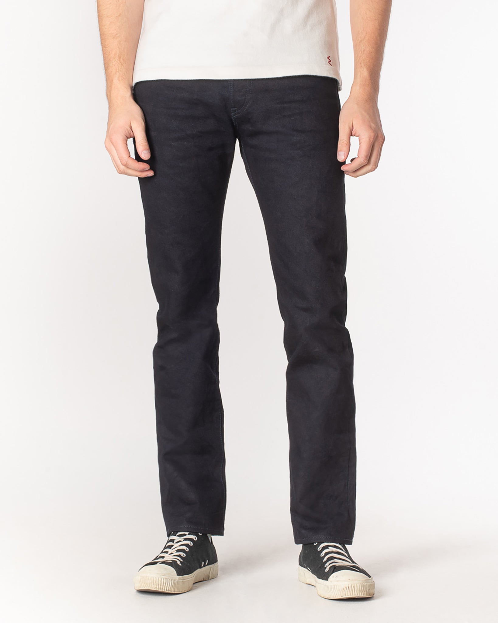 14oz Selvedge Denim Slim Tapered Cut Jeans - Indigo/Black