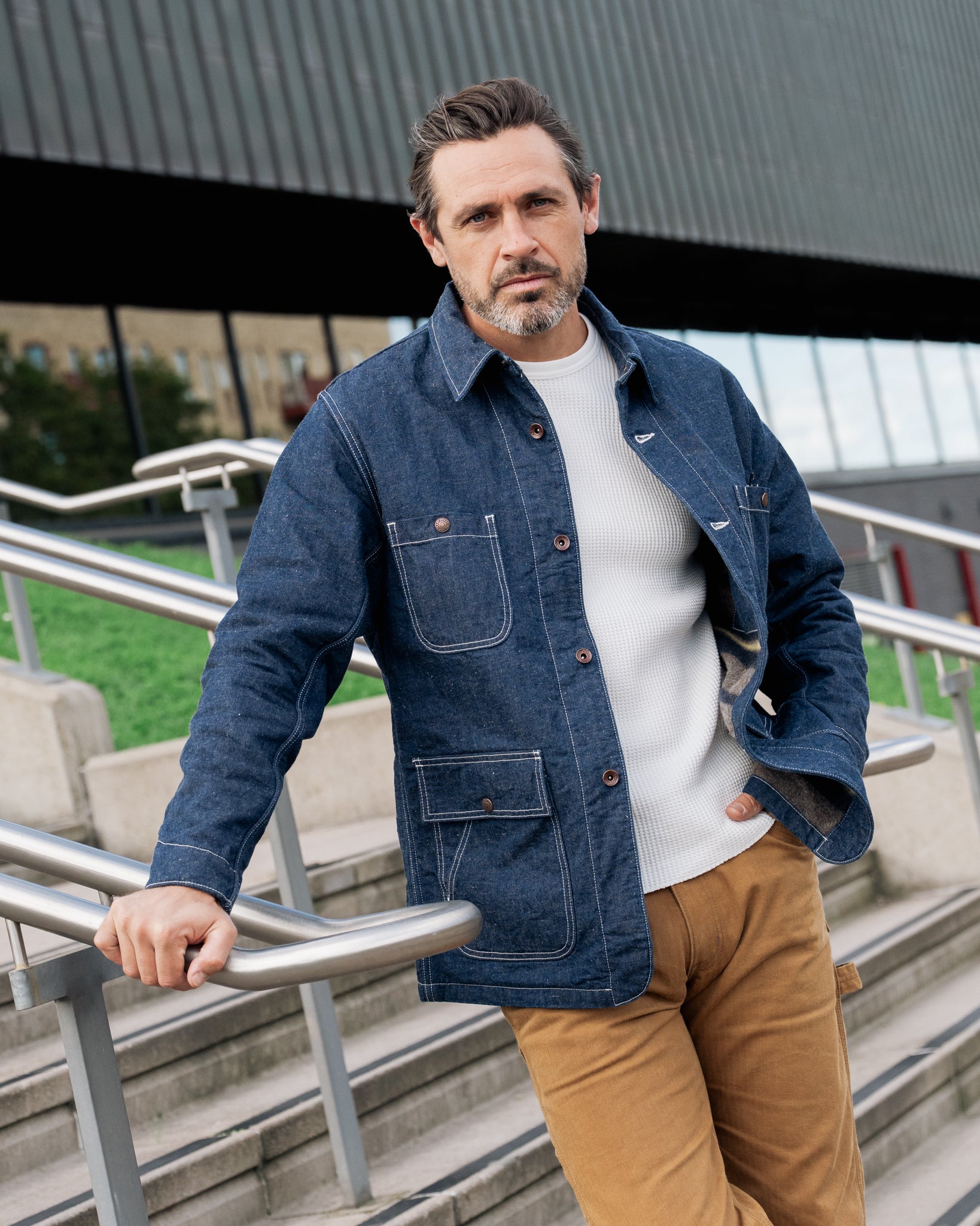 10oz Selvedge Denim Blanket Lined Chore Jacket - Indigo – Iron Heart
