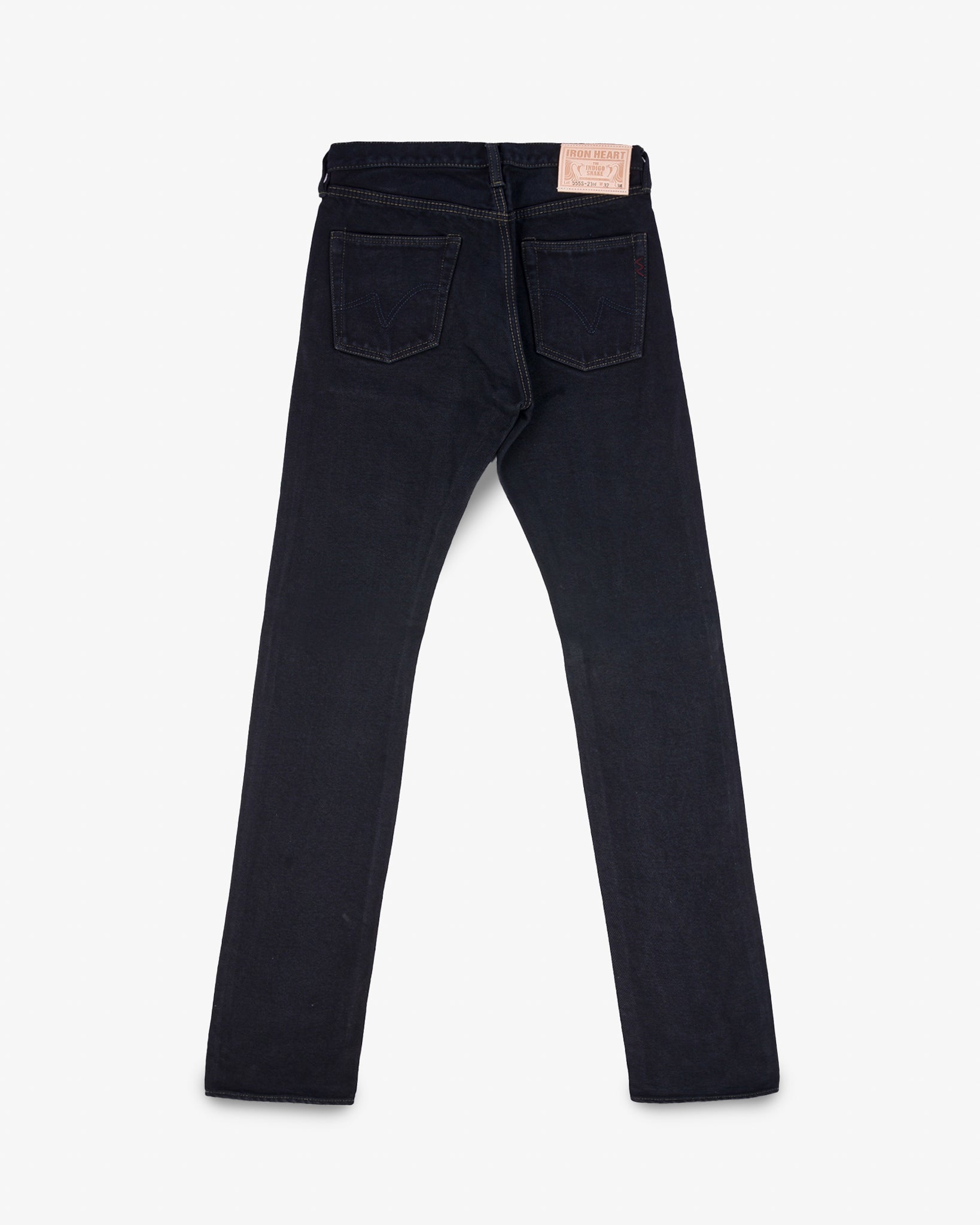 21oz Selvedge Denim Slim Cut Jeans - Indigo Overdyed Black (with Tonal Pocket Arcs)