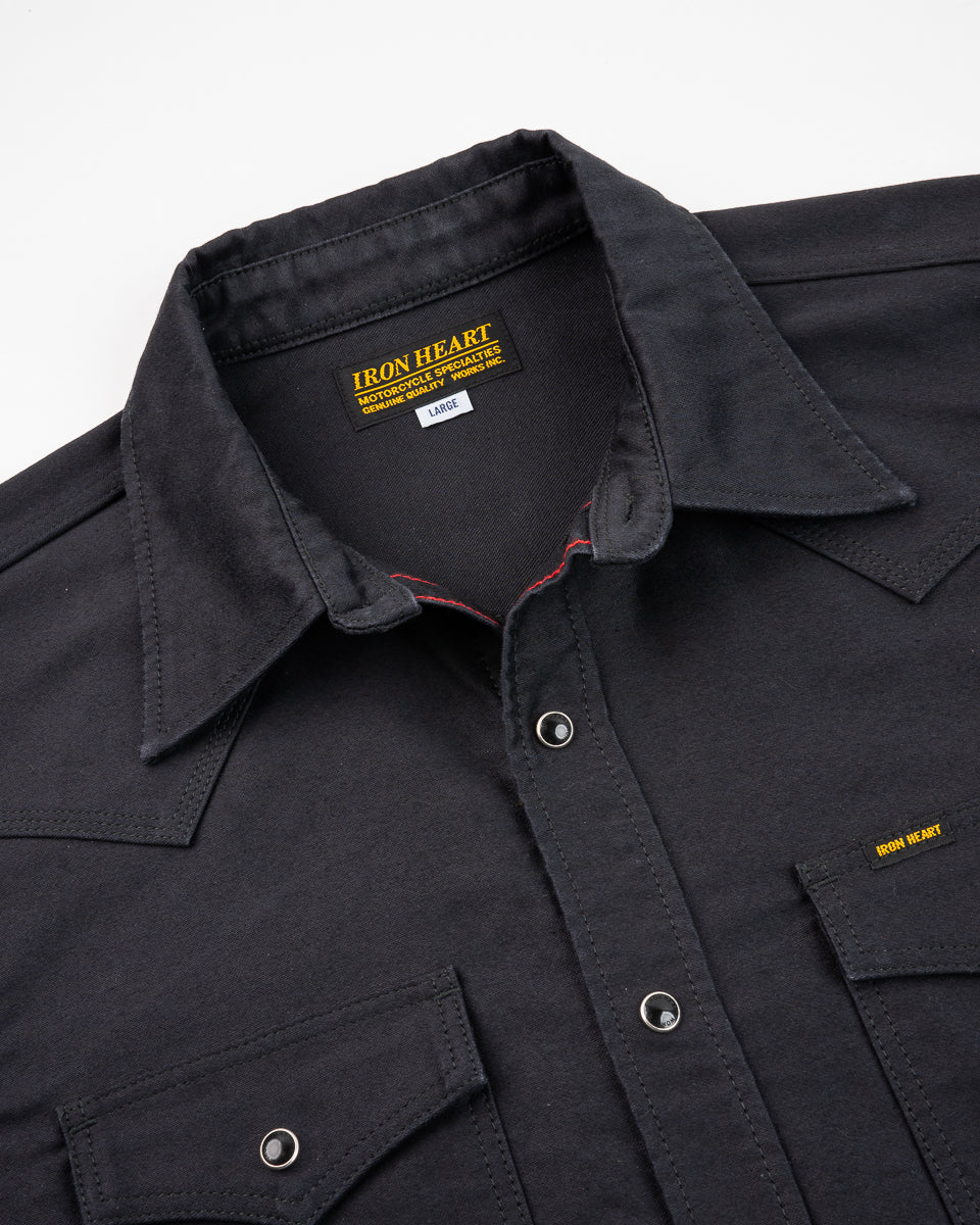 12oz Military Moleskin Western Shirt - Black – Iron Heart
