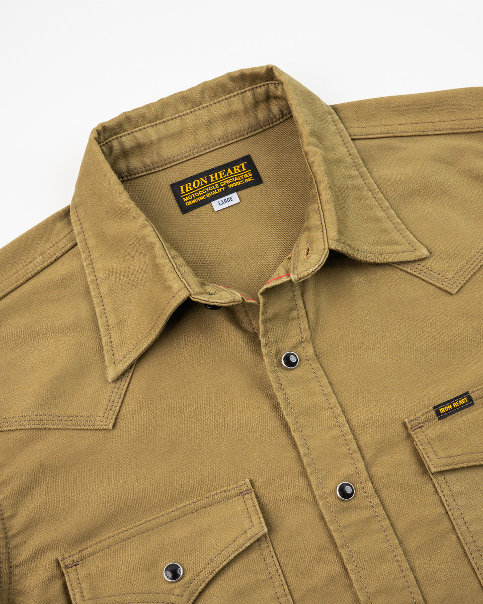 12oz Military Moleskin Western Shirt - Khaki – Iron Heart