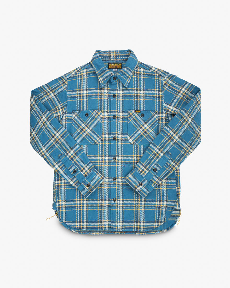 Ultra Heavy Flannel American Check Work Shirt - Blue