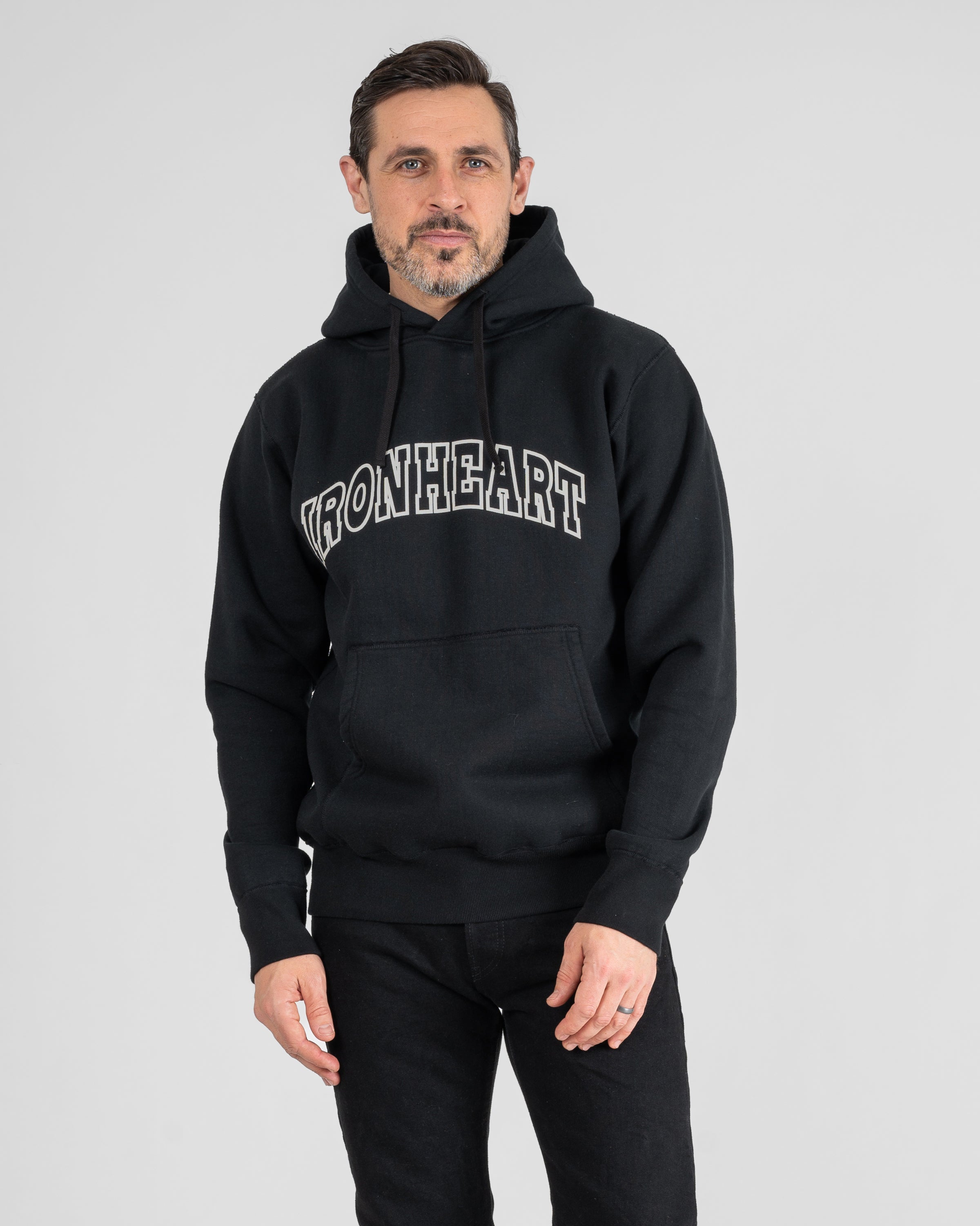 Printed 14oz Ultra Heavyweight Loopwheel Cotton Hoodie - Black
