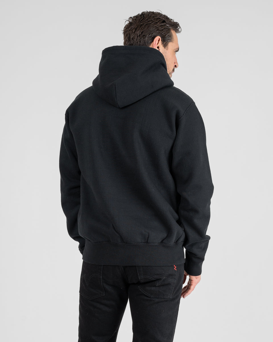 Printed 14oz Ultra Heavyweight Loopwheel Cotton Hoodie - Black