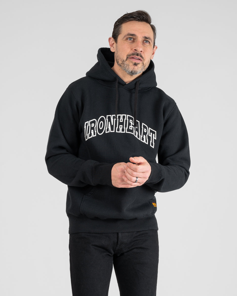 Printed 14oz Ultra Heavyweight Loopwheel Cotton Hoodie - Black