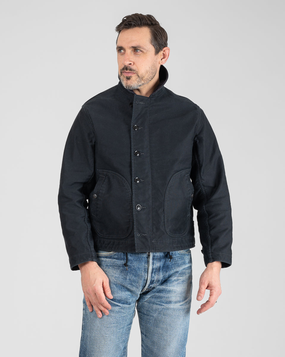 12oz Whipcord Lightweight N1 Deck Jacket - Black