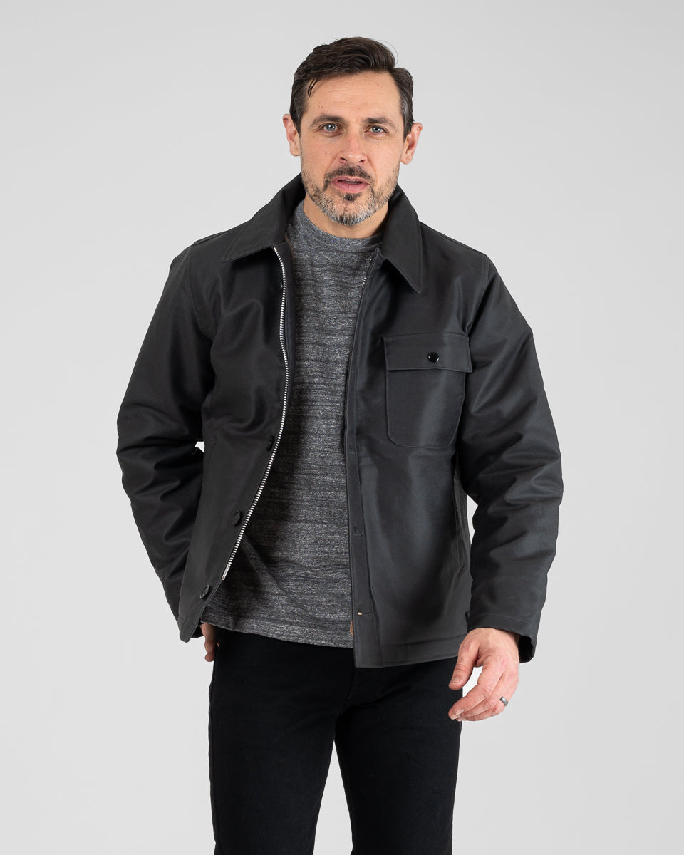 Oiled Whipcord A2 Deck Jacket - Black – Iron Heart