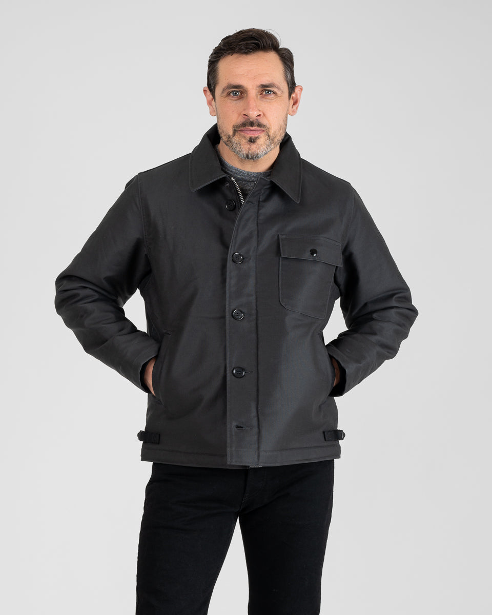 Oiled Whipcord A2 Deck Jacket - Black – Iron Heart