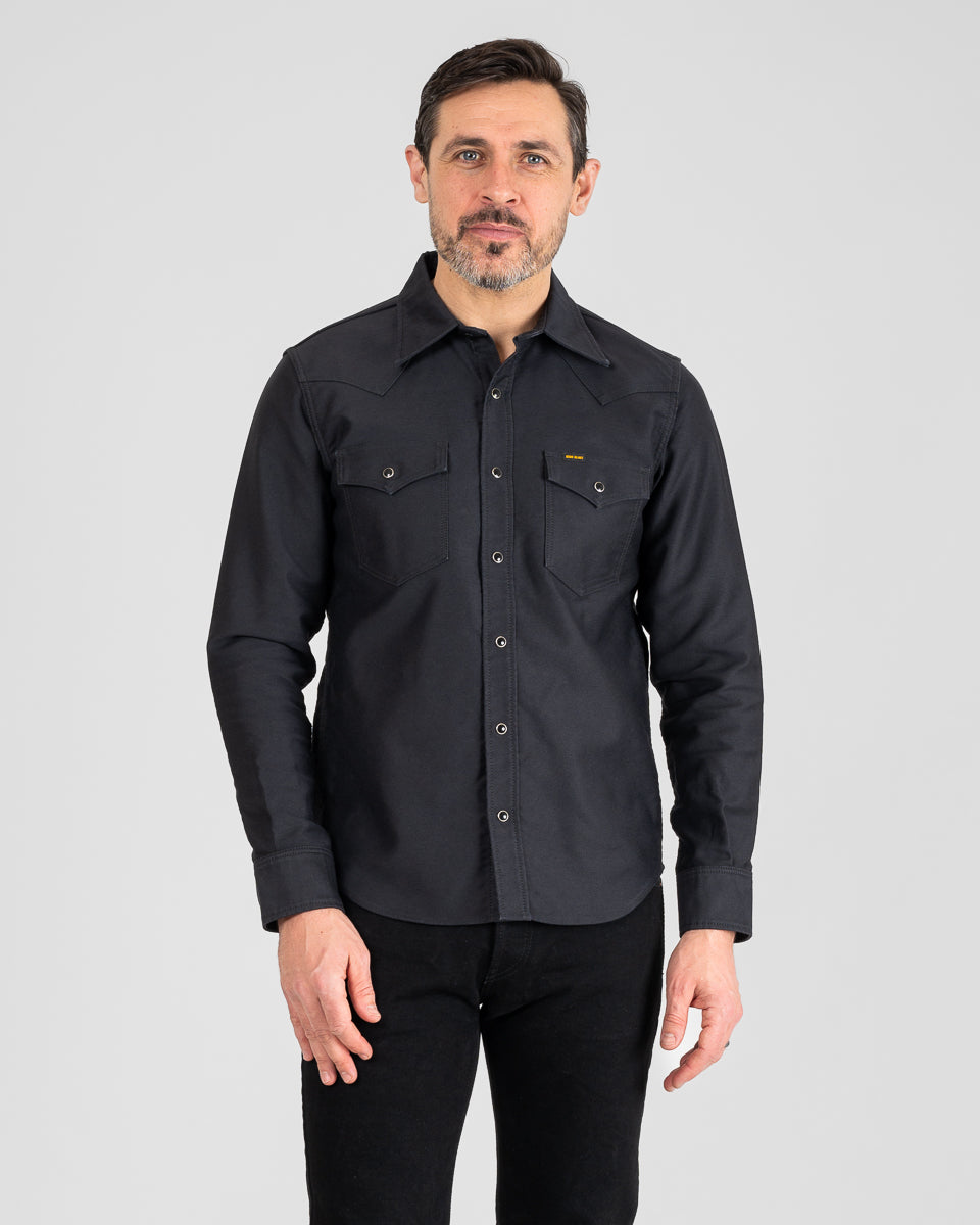 12oz Military Moleskin Western Shirt - Black – Iron Heart