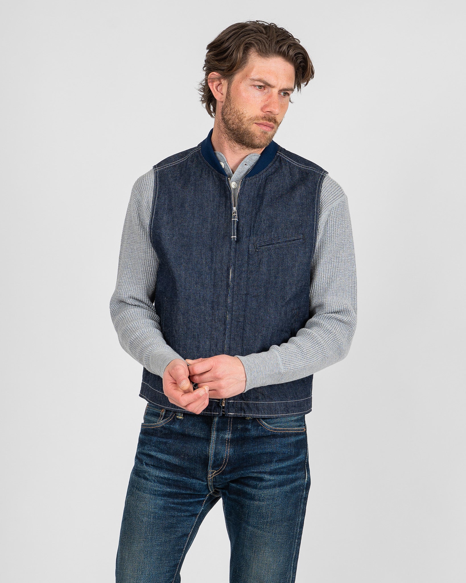 10oz Selvedge Denim Work Vest - Indigo – Iron Heart