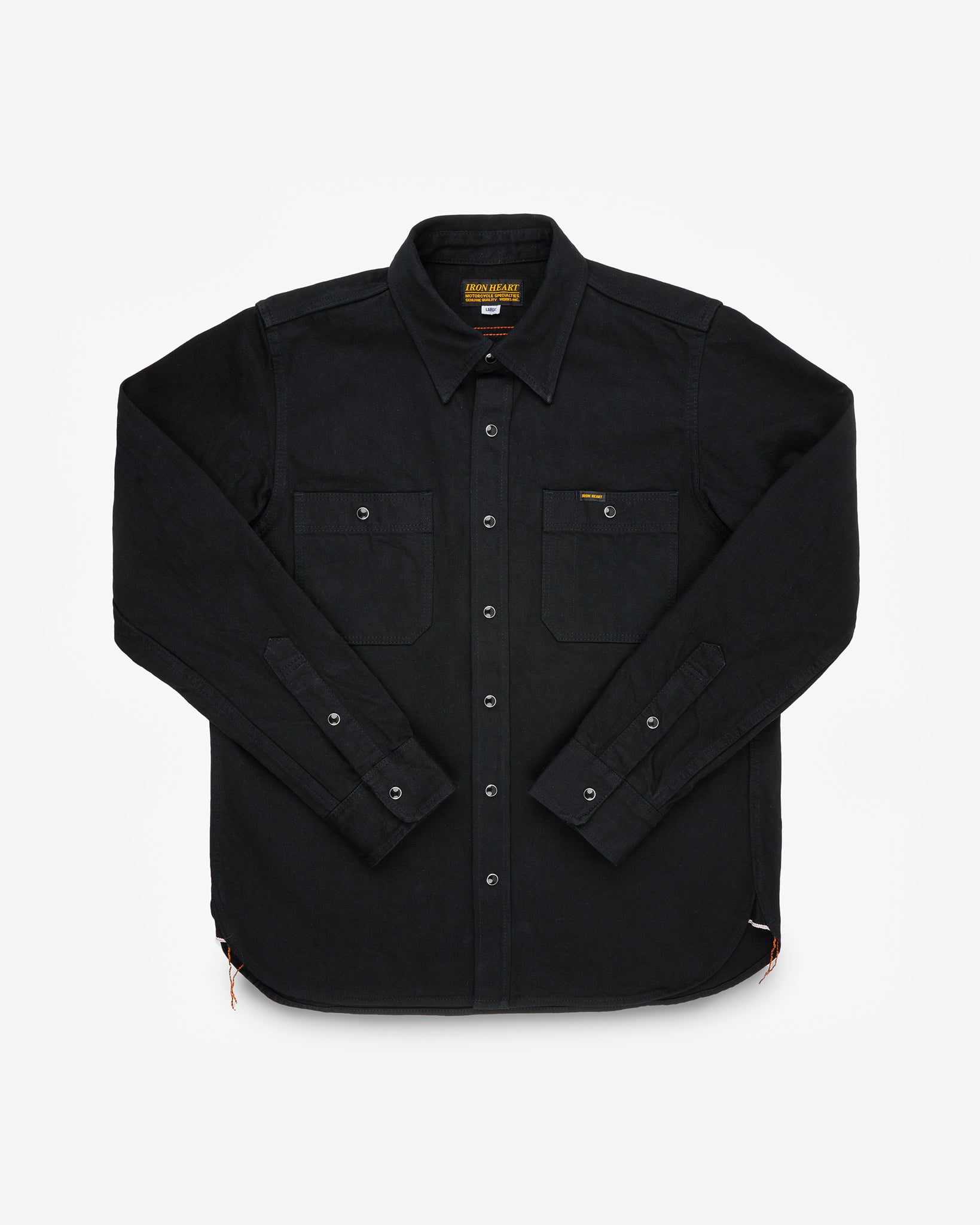 12oz Selvedge Denim Work Shirt With Snaps - Black