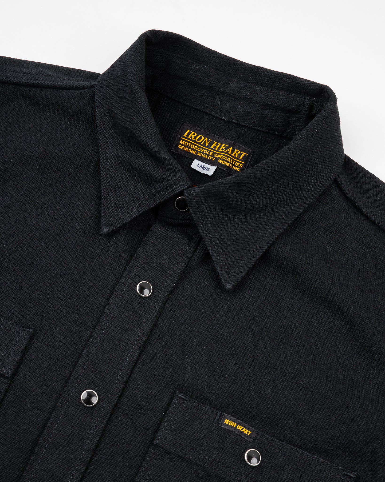 12oz Selvedge Denim Work Shirt With Snaps Black