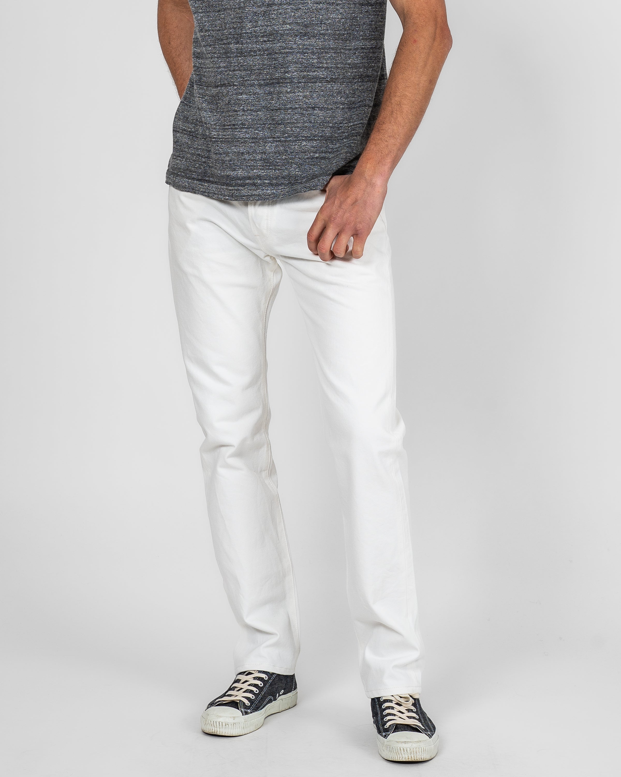 13.5oz Denim Slim Tapered Cut Jeans - White
