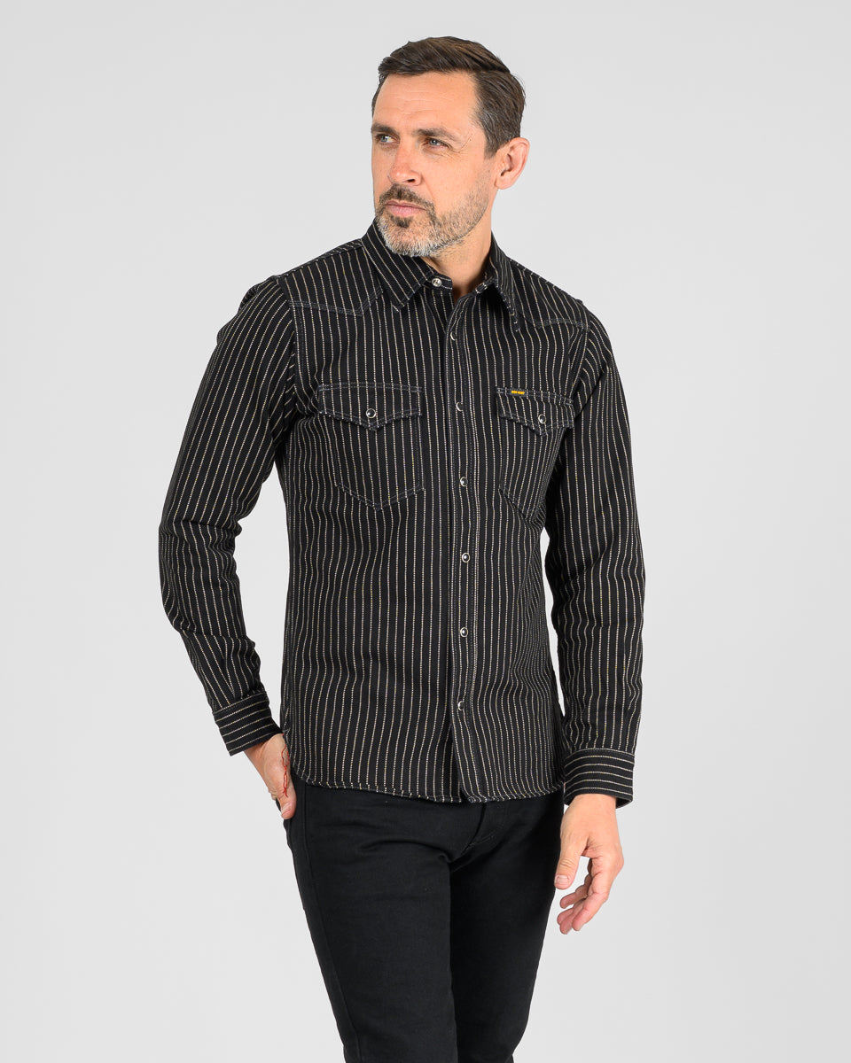 Iron Heart 12oz Wabash Western Shirt - Black