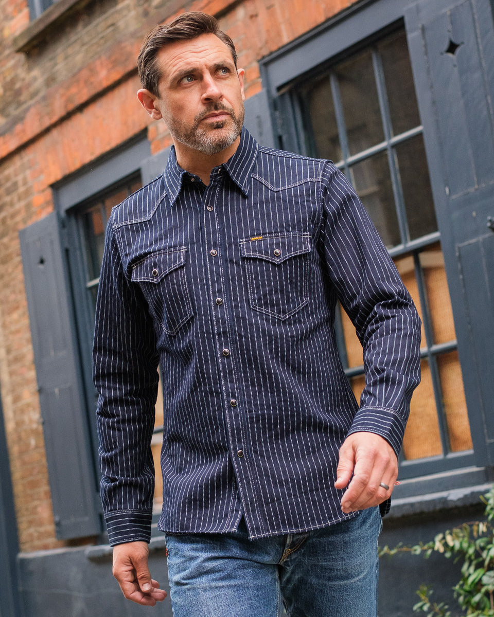 Iron Heart 12oz Wabash Western Shirt - Indigo