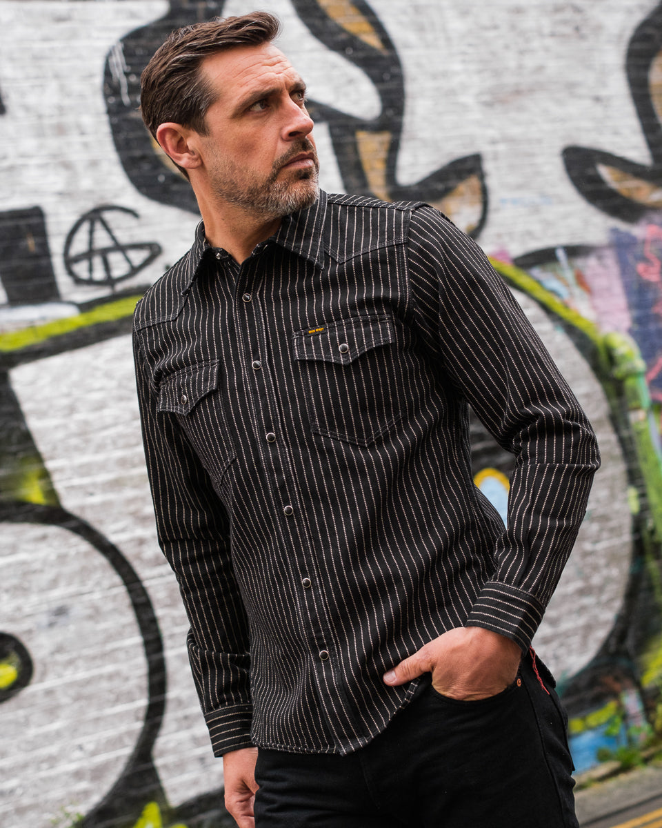 Iron Heart 12oz Wabash Western Shirt - Black
